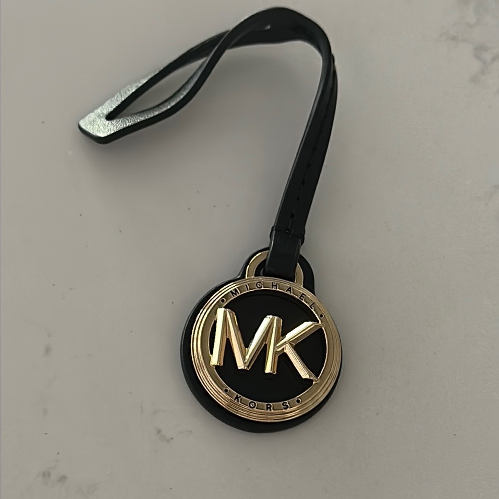 Michael Kors Black Leather and Gold Key & Bag Tag